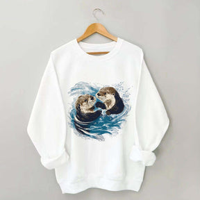 Vintage Otters Ocean Animals Sweatshirt
