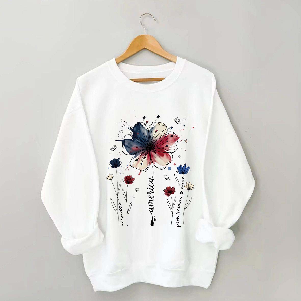 USA 250th Anniversary Floral Sweatshirt