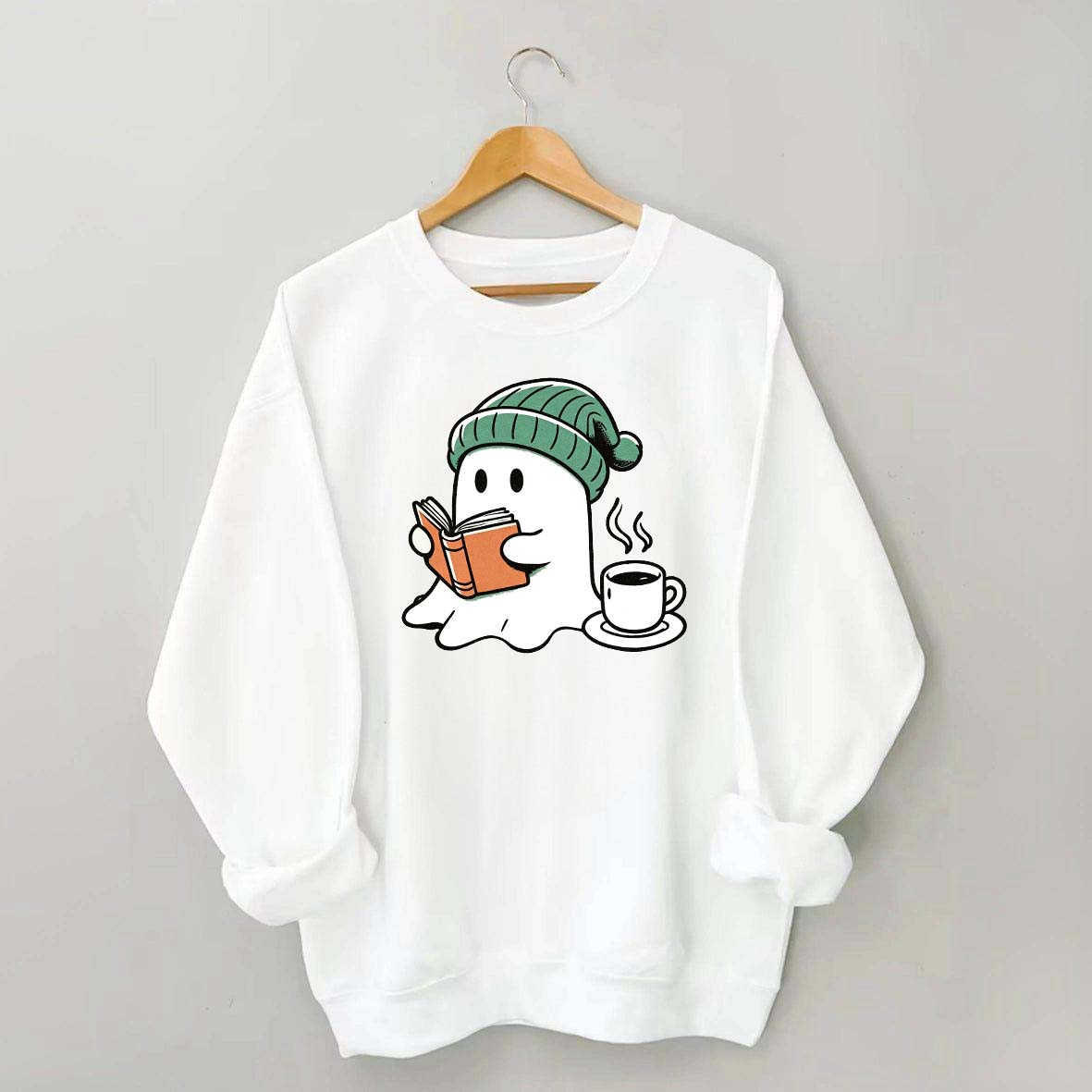 Winter Ghost Reading Book Coffee Sweatshirt