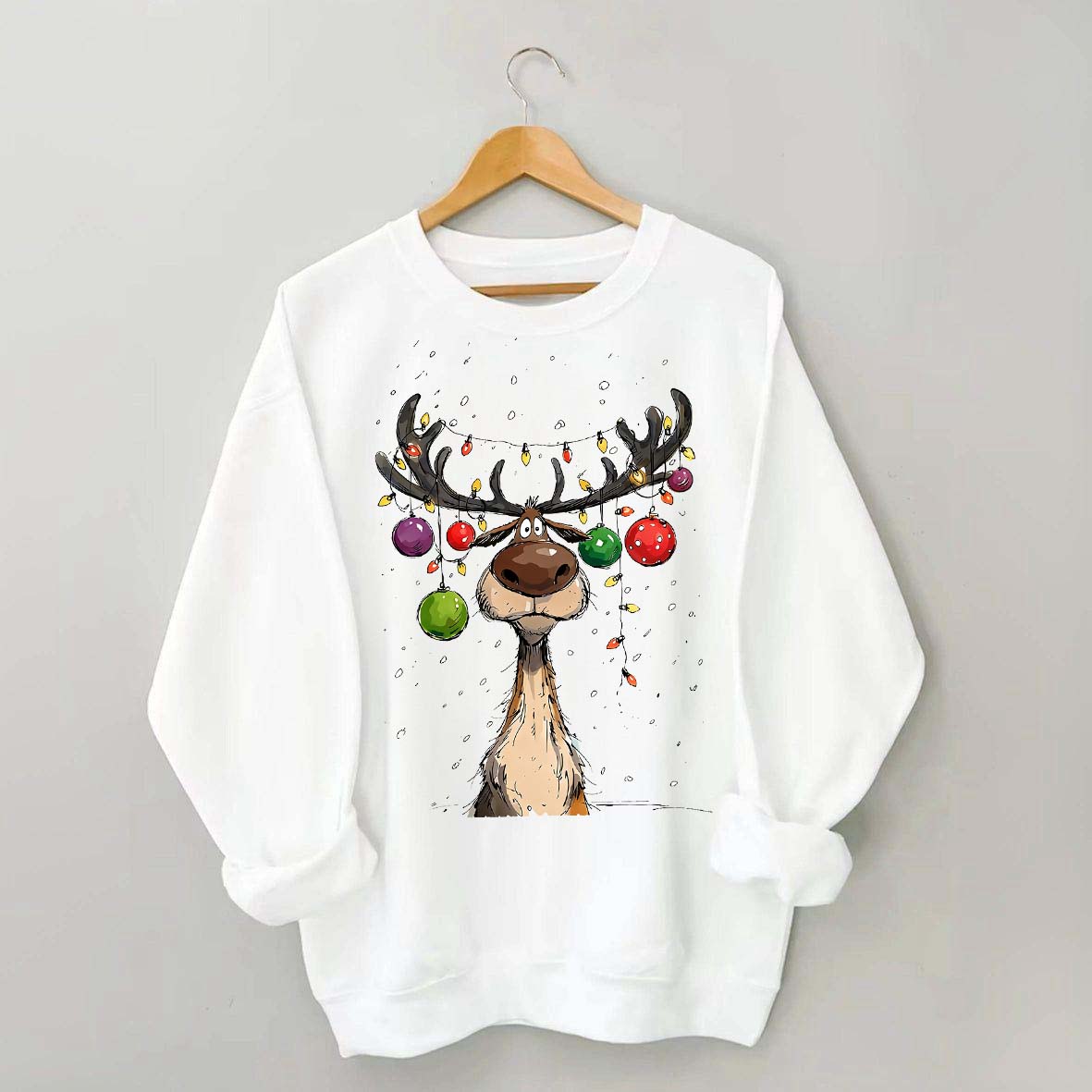 Vintage Reindeer Christmas Light Xmas Sweatshirt