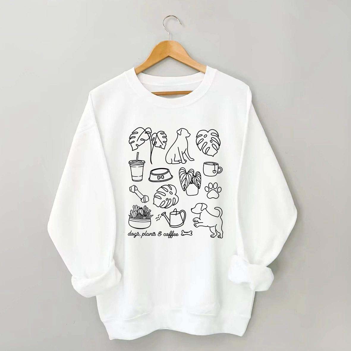 Dogs Plants & Coffee Sweatshirt
