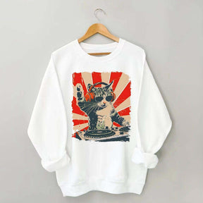 Funny Cat With Headphones Sweatshirt