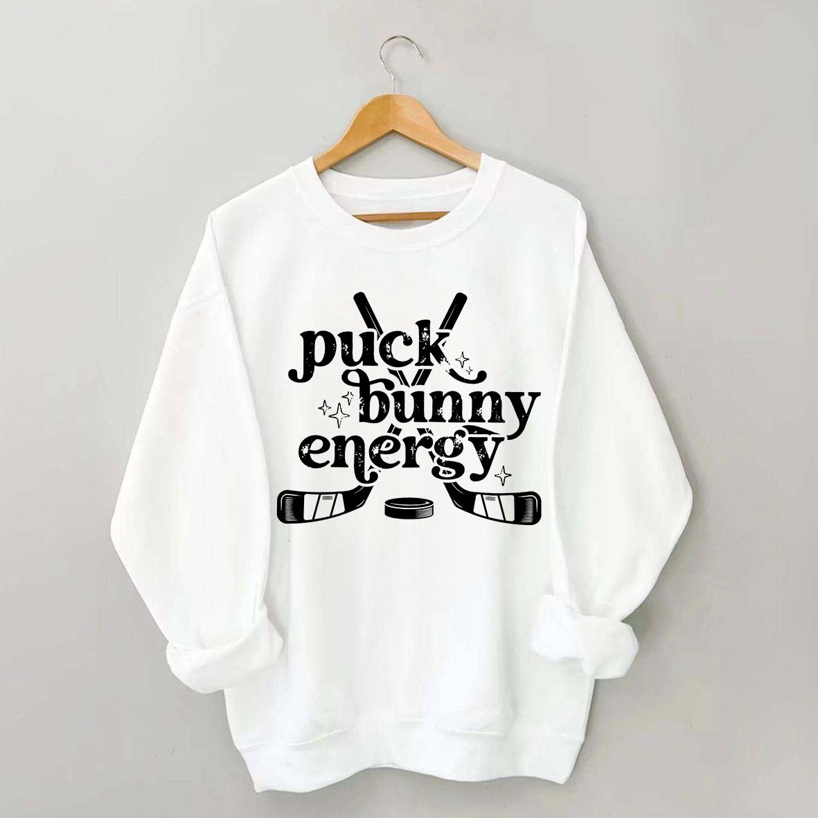 Puck Bunny Energy Retro Hockey Sweatshirt