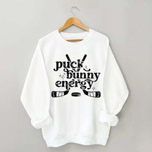 Puck Bunny Energy Retro Hockey Sweatshirt