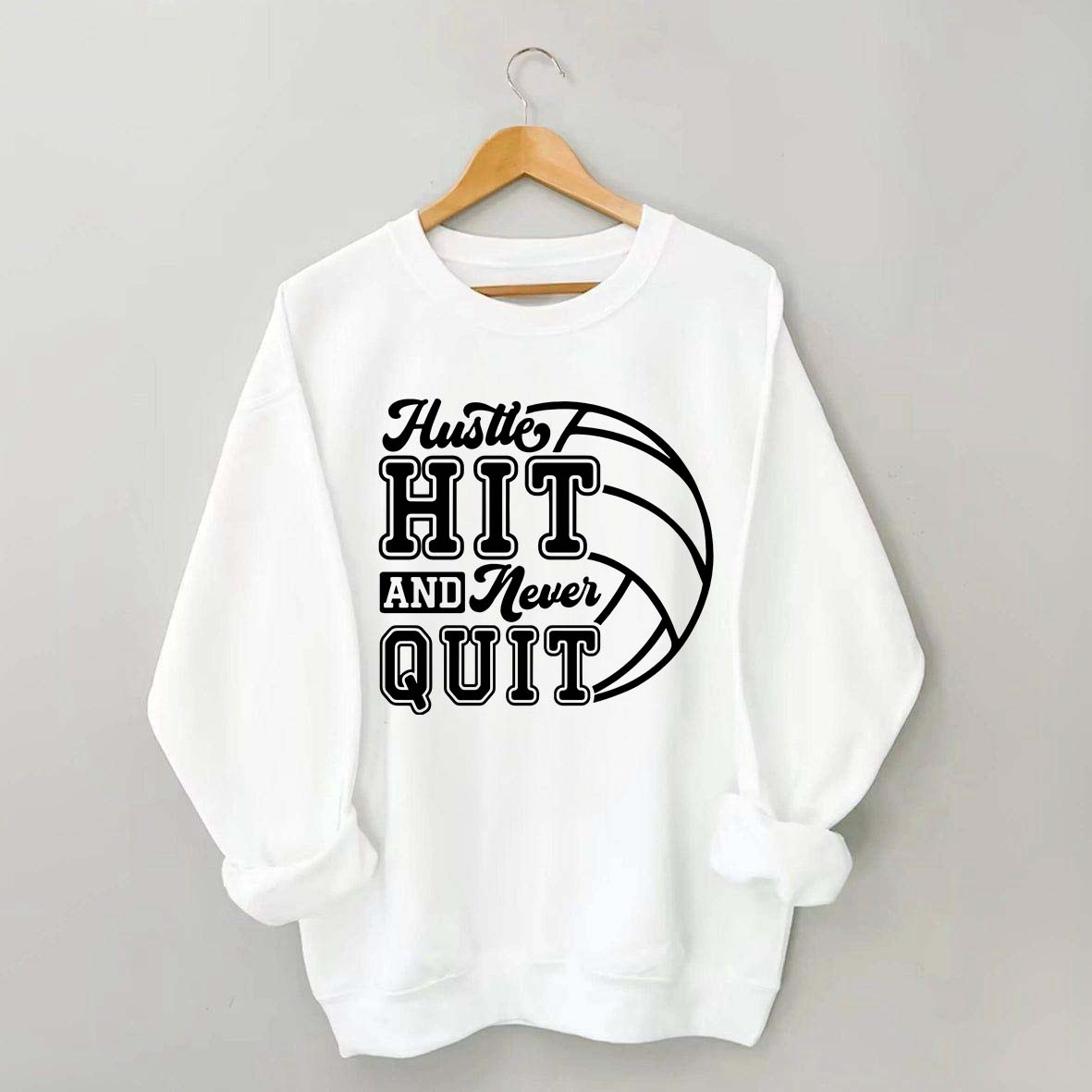 Hustle Never Quit Gameday Games Practice Fan Sweatshirt