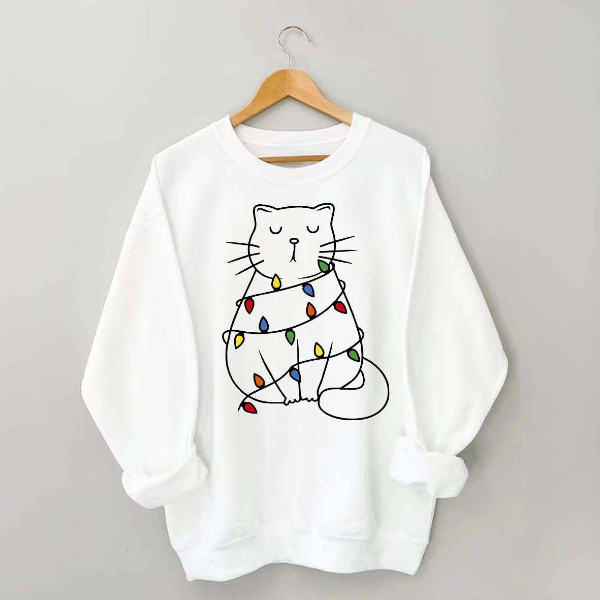 Cute Cat Christmas Light Sweatshirt