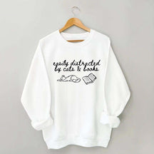 Easily Distracted by Cats and Books Mom Sweatshirt