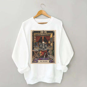 The Reader Tarot Card Skeleton Reading Sweatshirt