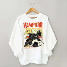 Vampurr Bites Again Halloween Black Cat Sweatshirt