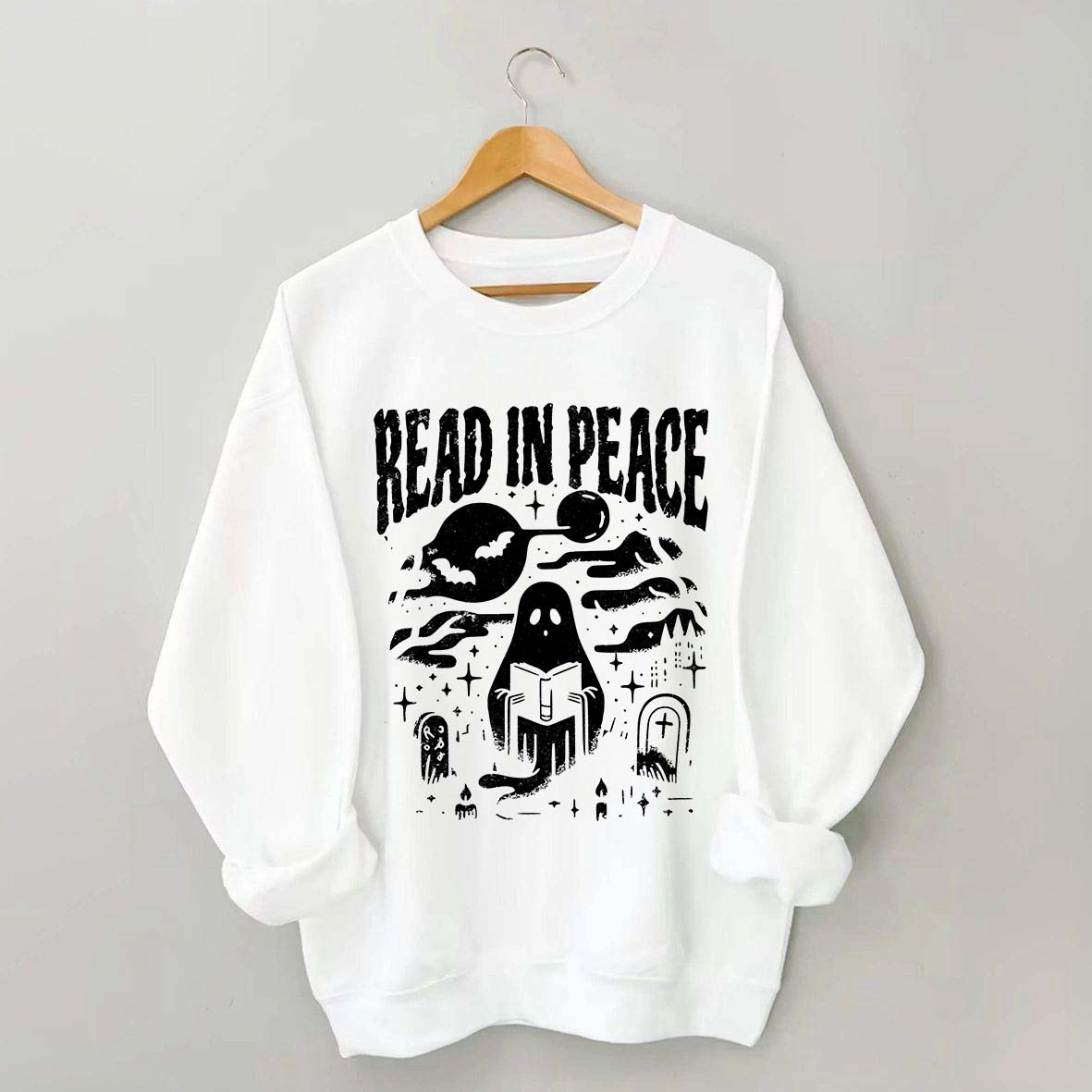 Ghost Reading Book Boho Bookish Sweatshirt