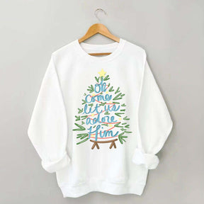 Oh Come Let Us Adore Him Christmas Tree Cute Sweatshirt