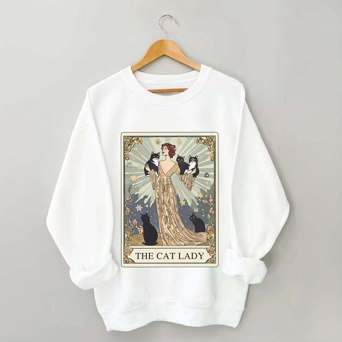 Cat Lady Tarot Card Vintage Sweatshirt