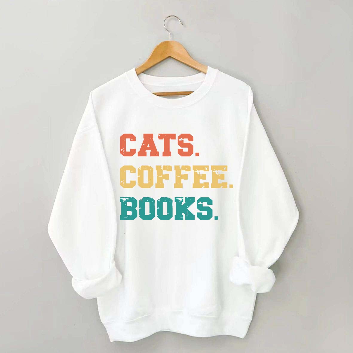 Funny Cats Coffee Books Sweatshirt