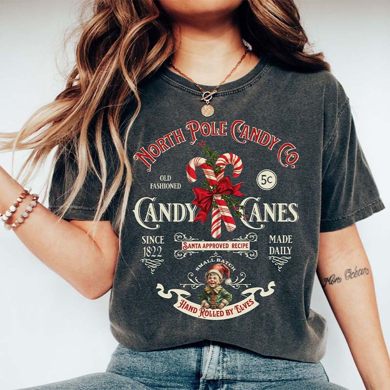 Candy Cane Christmas Vintage Style T-Shirt