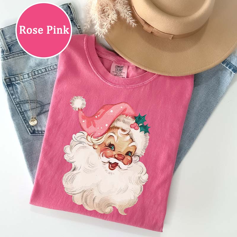 Retro Pink Santa Vintage Christmas T-Shirt