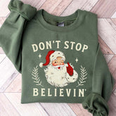Don't Stop Believing Retro Santa Sweatshirt