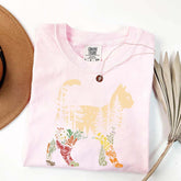 Boho Cat Plants Nature Trees Wild Flowers T-Shirt