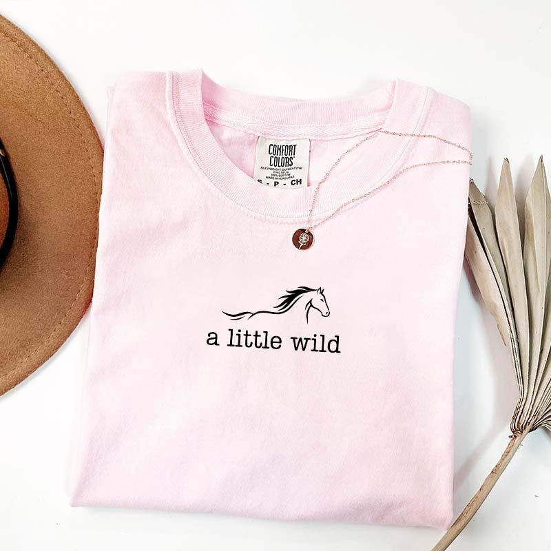 A Little Wild Comfort Colors Minimalist Horse T-Shirt