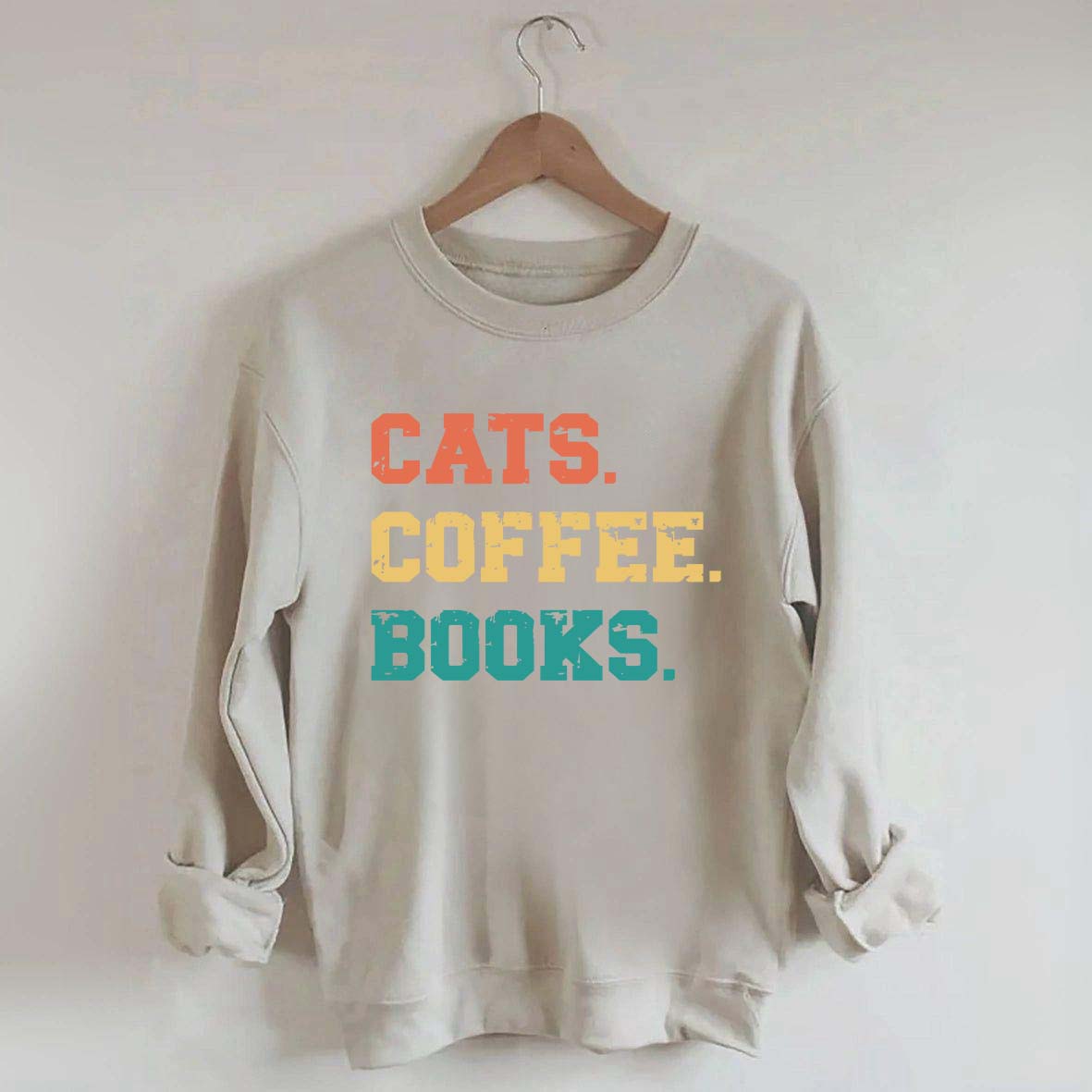 Funny Cats Coffee Books Sweatshirt