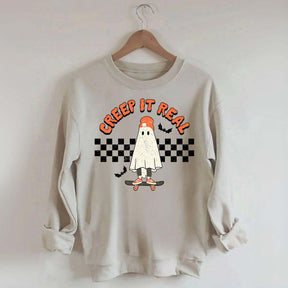 Retro Ghost Creep It Real Halloween Sweatshirt