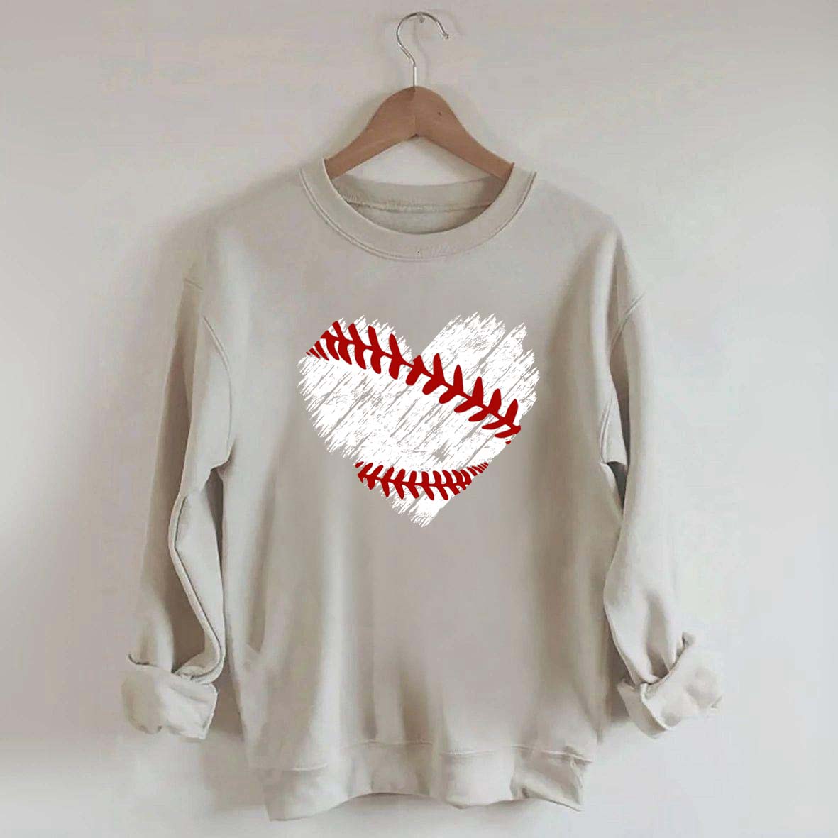 Distressed Baseball Heart Sweatshirt