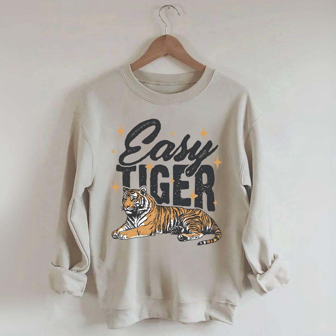Trendy Retro Tiger Graphic Sweatshirt
