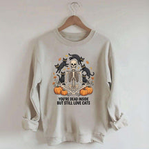 Skeleton Cats Pumpkins Yoga Sweatshirt