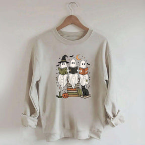 Boo Ghost Reading Books Halloween Sweatshirt
