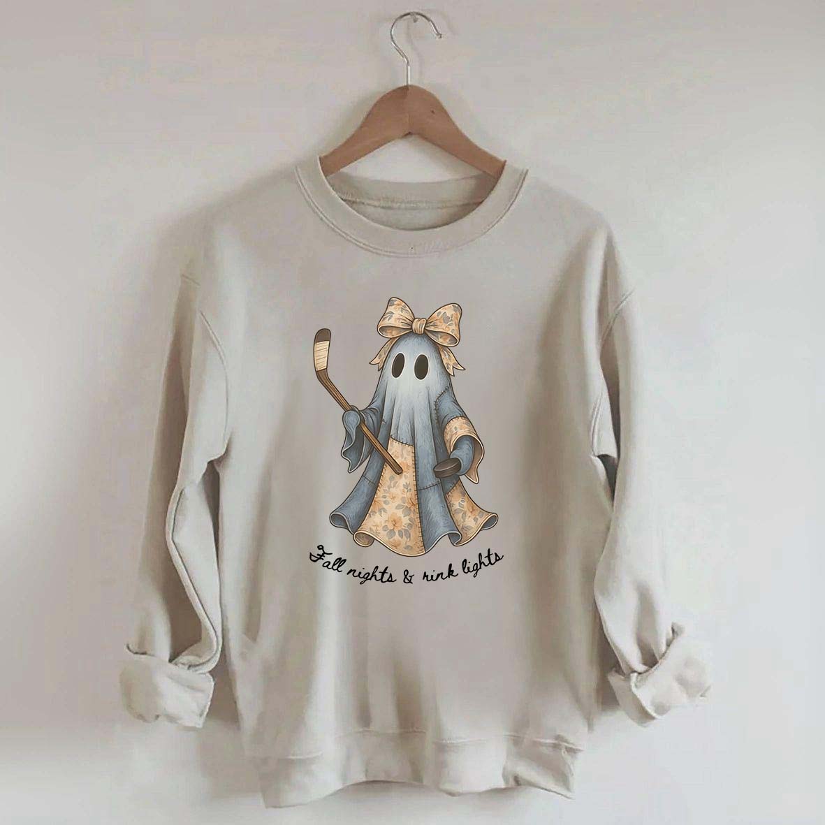 Retro Patchwork Ghost Hockey Sweatshirt