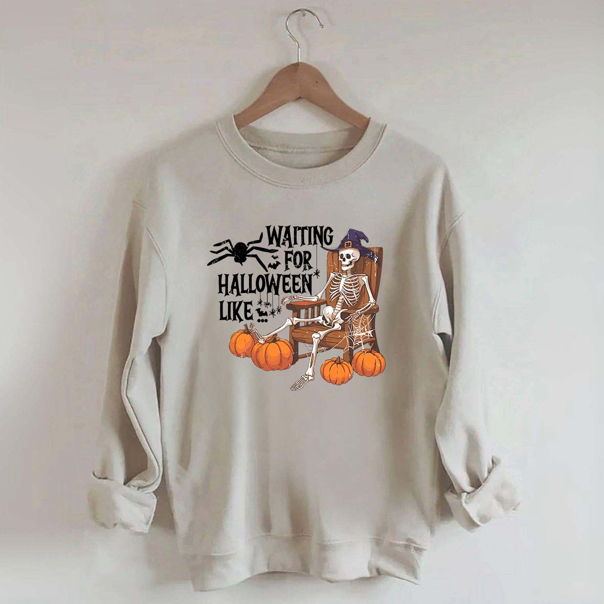 Waiting For Halloween Funny Skeleton Sweatshirt