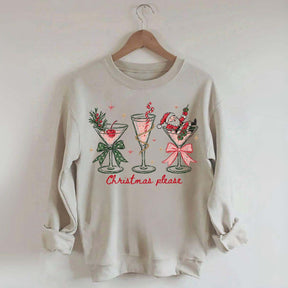 Christmas Please Martini Coquette Holiday Sweatshirt