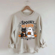 Spooky Season Coffee Cats & Creepy Vibes Sweatshirt