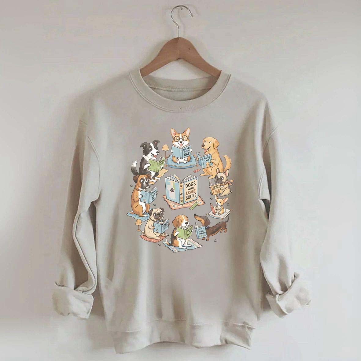 Bookworm Fiction Dog Reading Sweatshirt