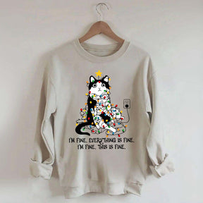 Christmas Cat Lights Sweatshirt