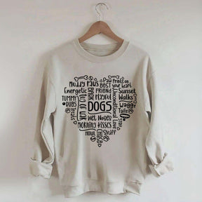 Dog Mom Words in Heart Sweatshirt