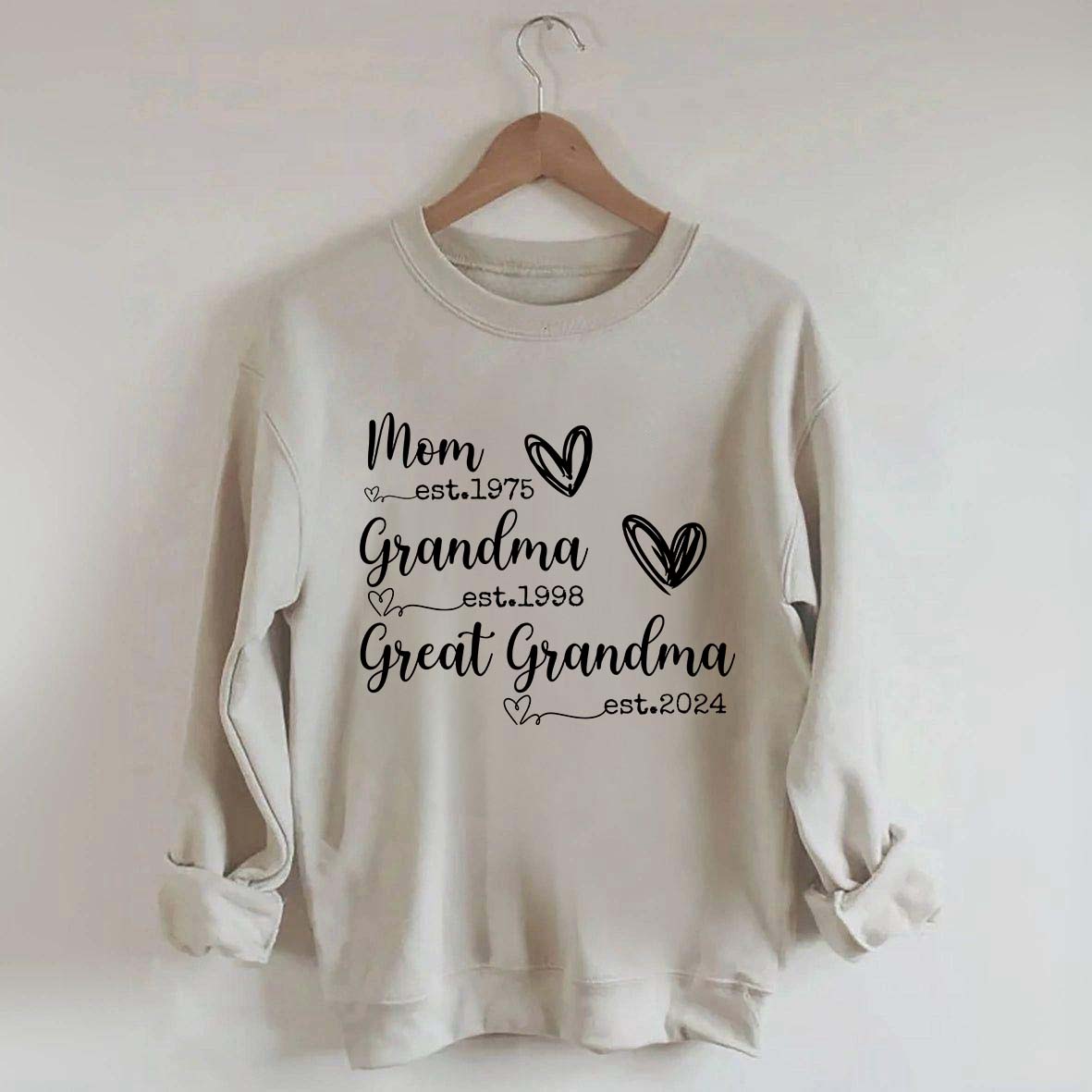 Custom Mom Grandma Great Grandma Est Year Sweatshirt