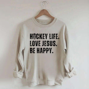 Comfort Colors Hockey Life Love Jesus Sweatshirt