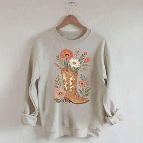Retro Cowboy Boot Wildflower Sweatshirt