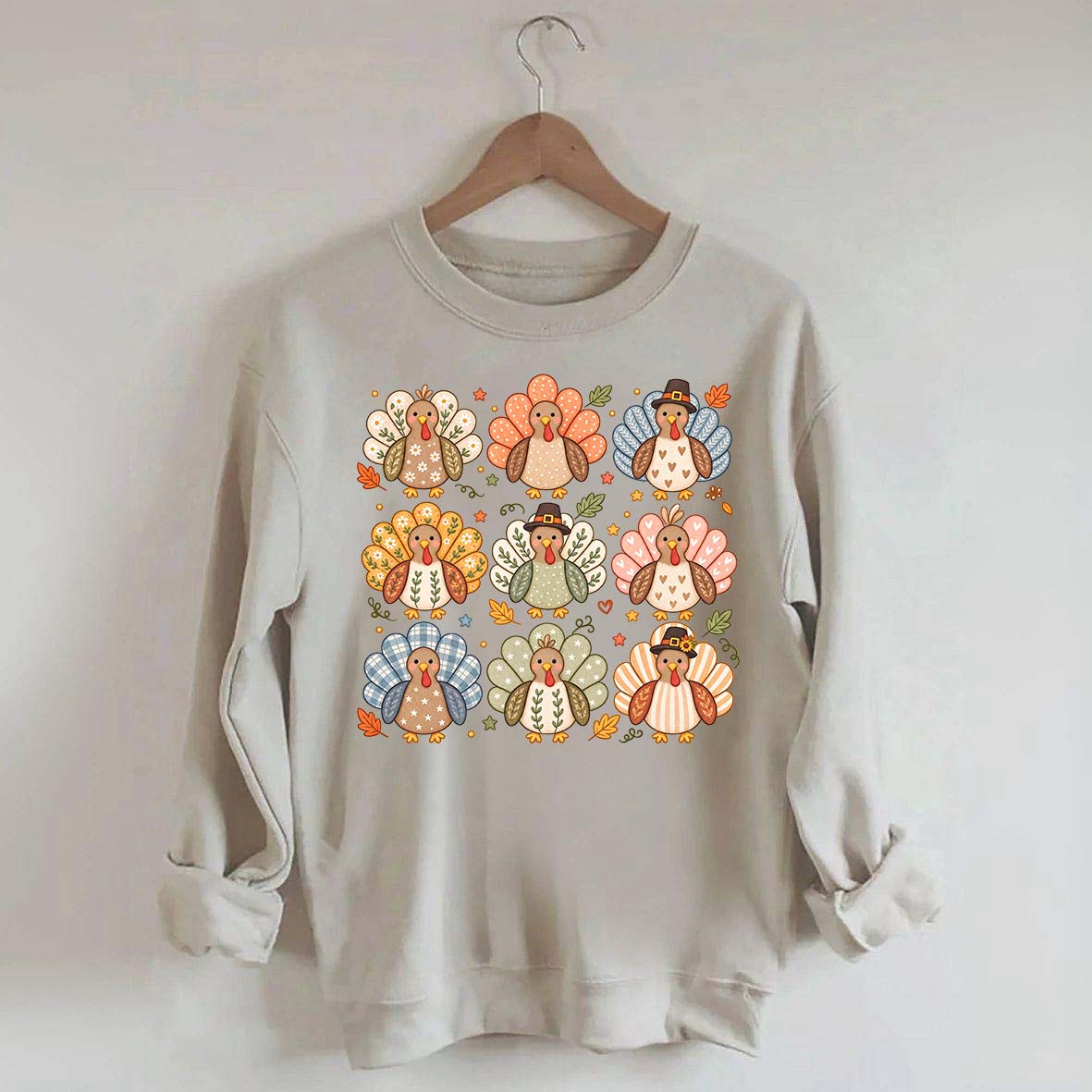 Boho Turkey Thanksgiving Preppy Fall Wild Sweatshirt