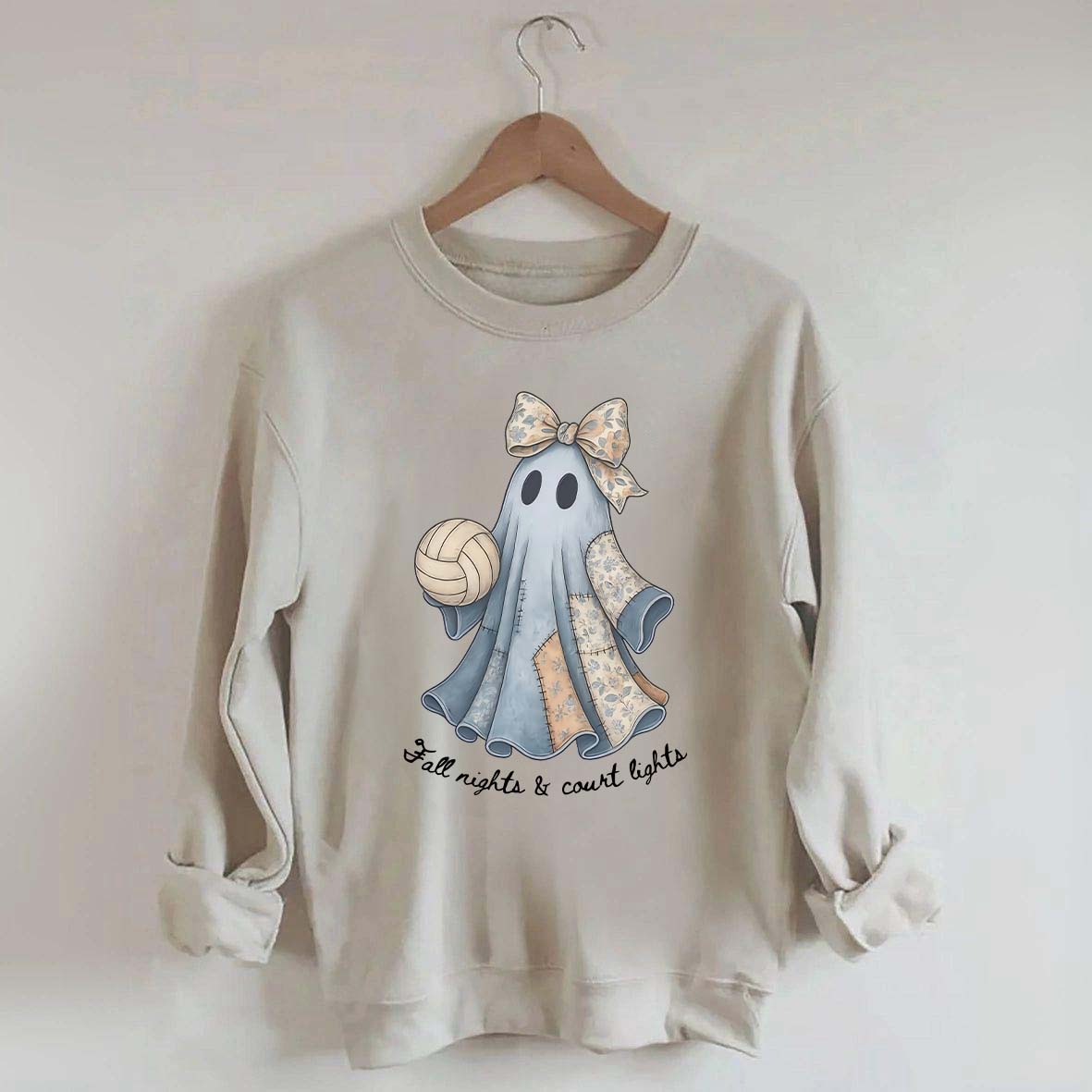 Retro Patchwork Ghost Volleyball Sweatshirt