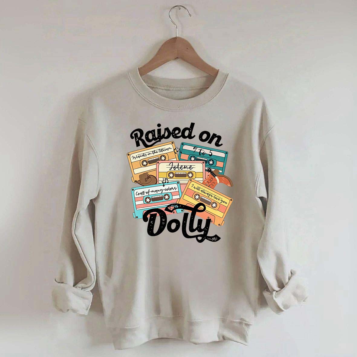 Raised On Dolly Retro Cassette Music Sweatshirt