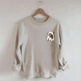 Cute Ghost Reading Book Cat Sweatshirt