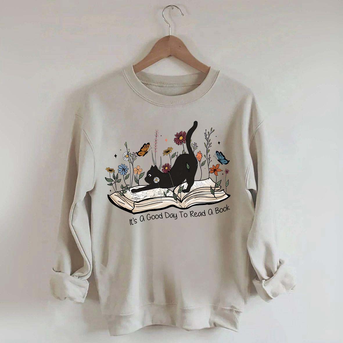 It¡¯s A Good Day To Read A Book Black Cat Sweatshirt