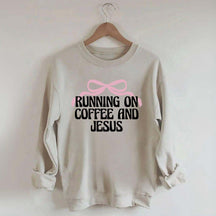 Running on Coffee and Jesus Bow Sweatshirt