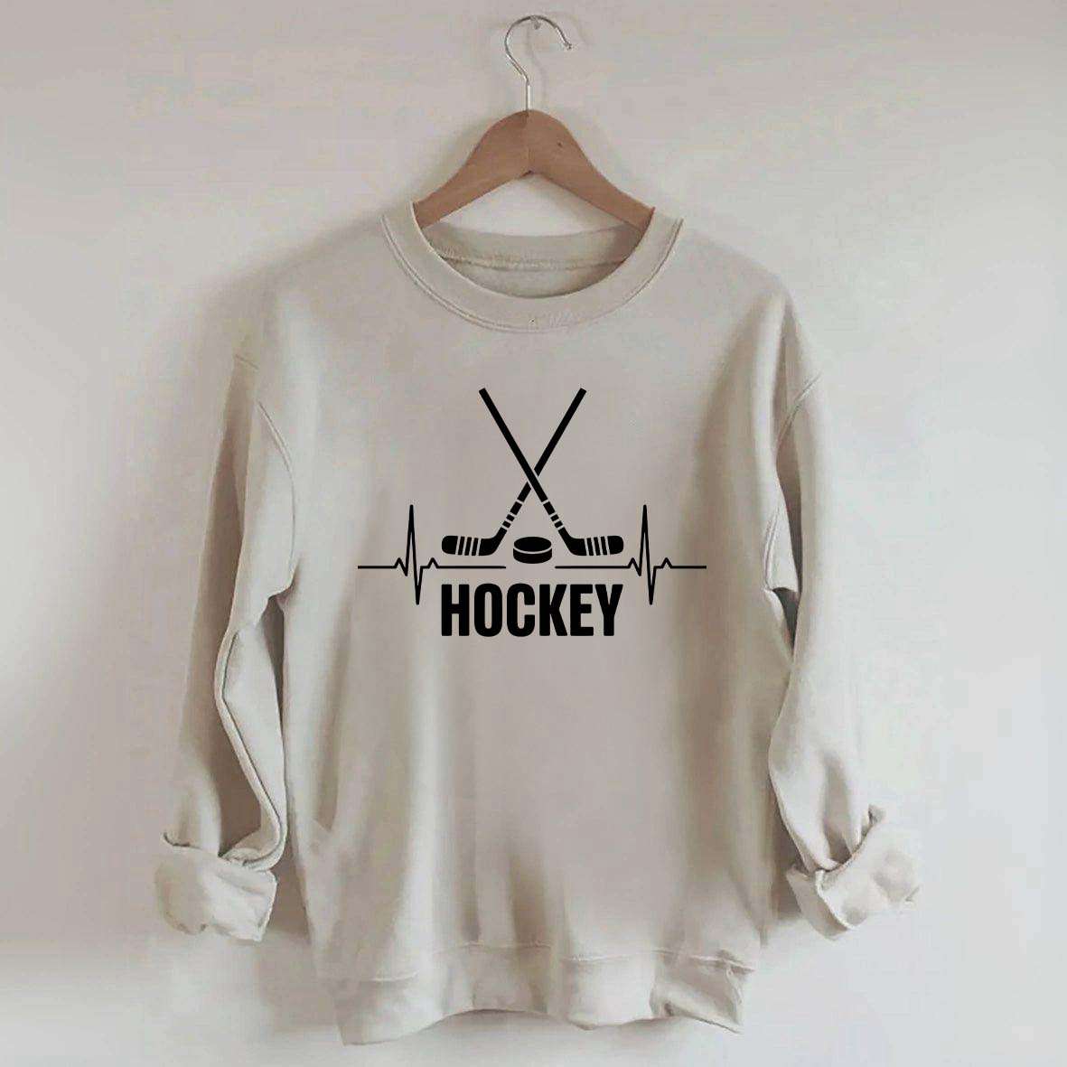 Hockey Sticks & Puck Heartbeat Graphic Sweatshirt