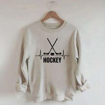 Hockey Sticks & Puck Heartbeat Graphic Sweatshirt