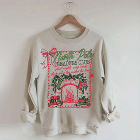 North Pole Readers Club Coquette Christmas Book Sweatshirt