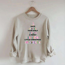 Pink Christmas Book Tree Sweatshirt