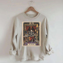 The Reader Tarot Card Skeleton Reading Sweatshirt