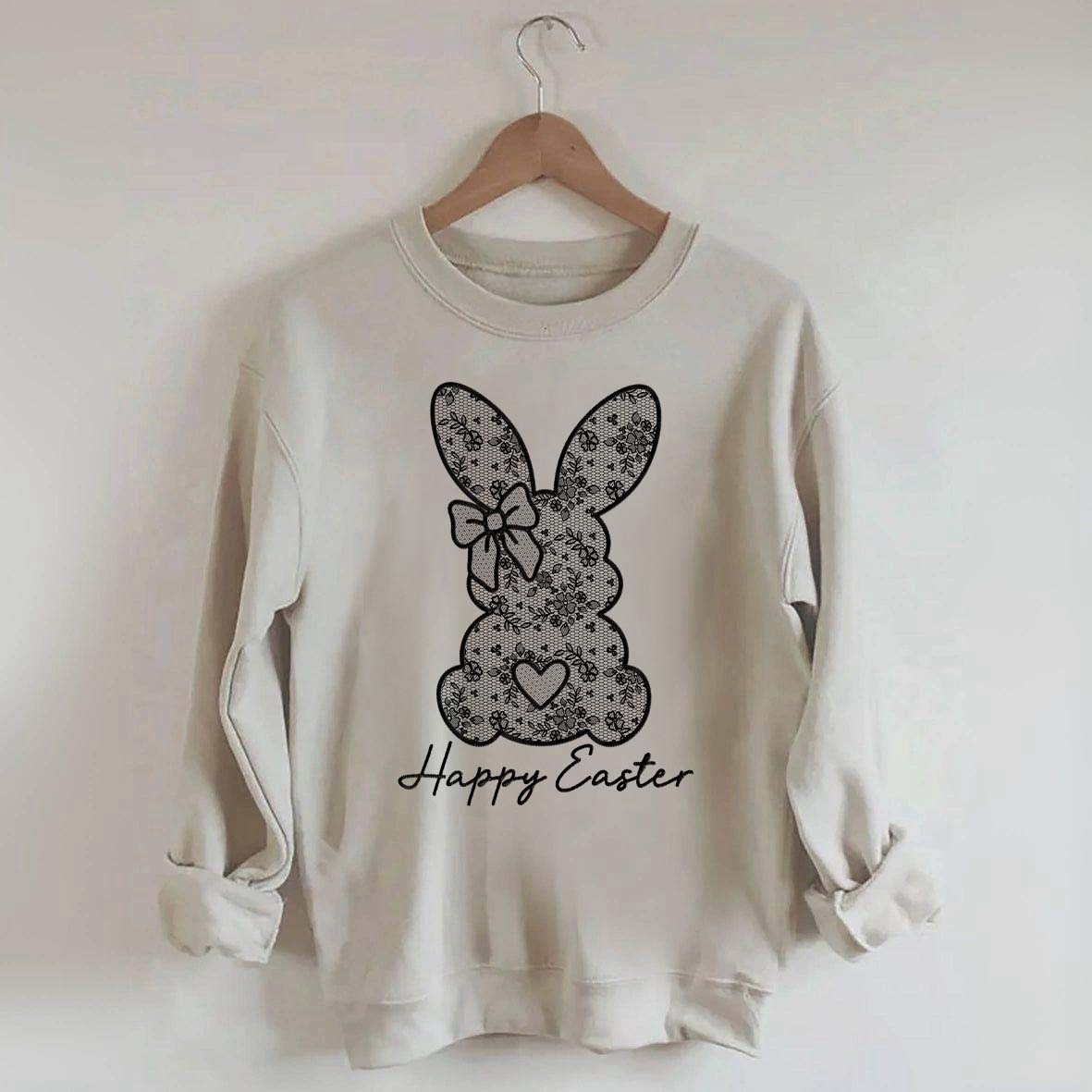 White Lace Bunny Coquette Bow Sweatshirt